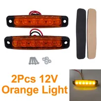 2Pcs 6LED 12V/24V Truck Trailer Side Marker Indicators Clearance Light Car Brake Rear Highlight Tail Light Warning Signal Lamp