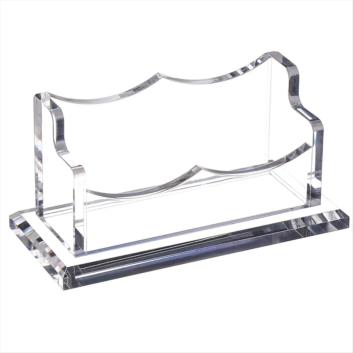 ABJS Clear Horizontal Business Card Holder Stand for Desk, Acrylic Desktop Display Name Cards Holders Organizer Storage Rack