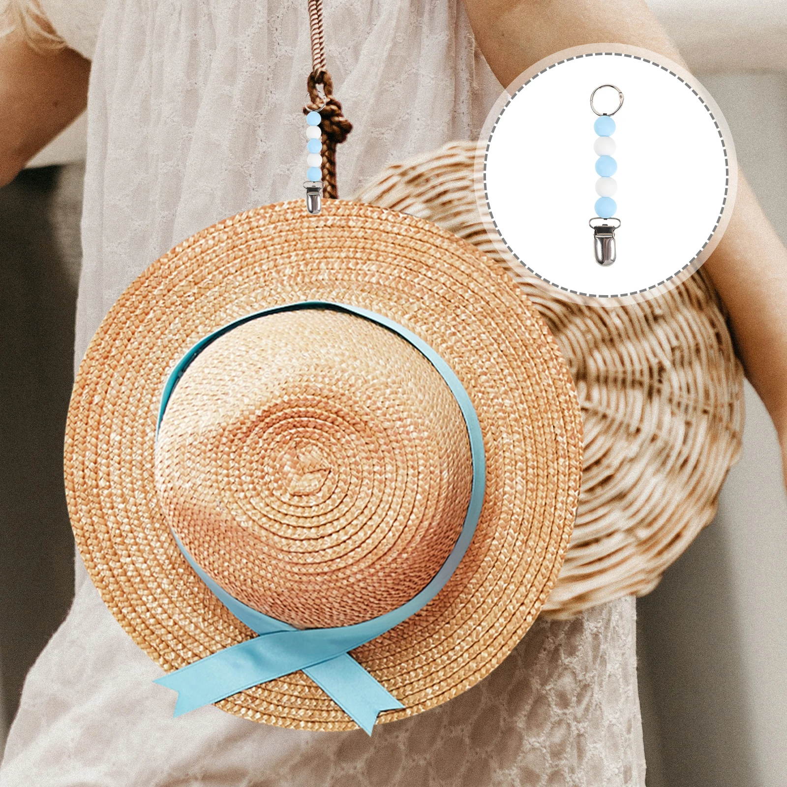 

Outdoor Clip for Bag Travel Holder Retainer Portable Blue Silicone Metal Durable Gardening Hiking Beach Bucket Hat Sun Hat