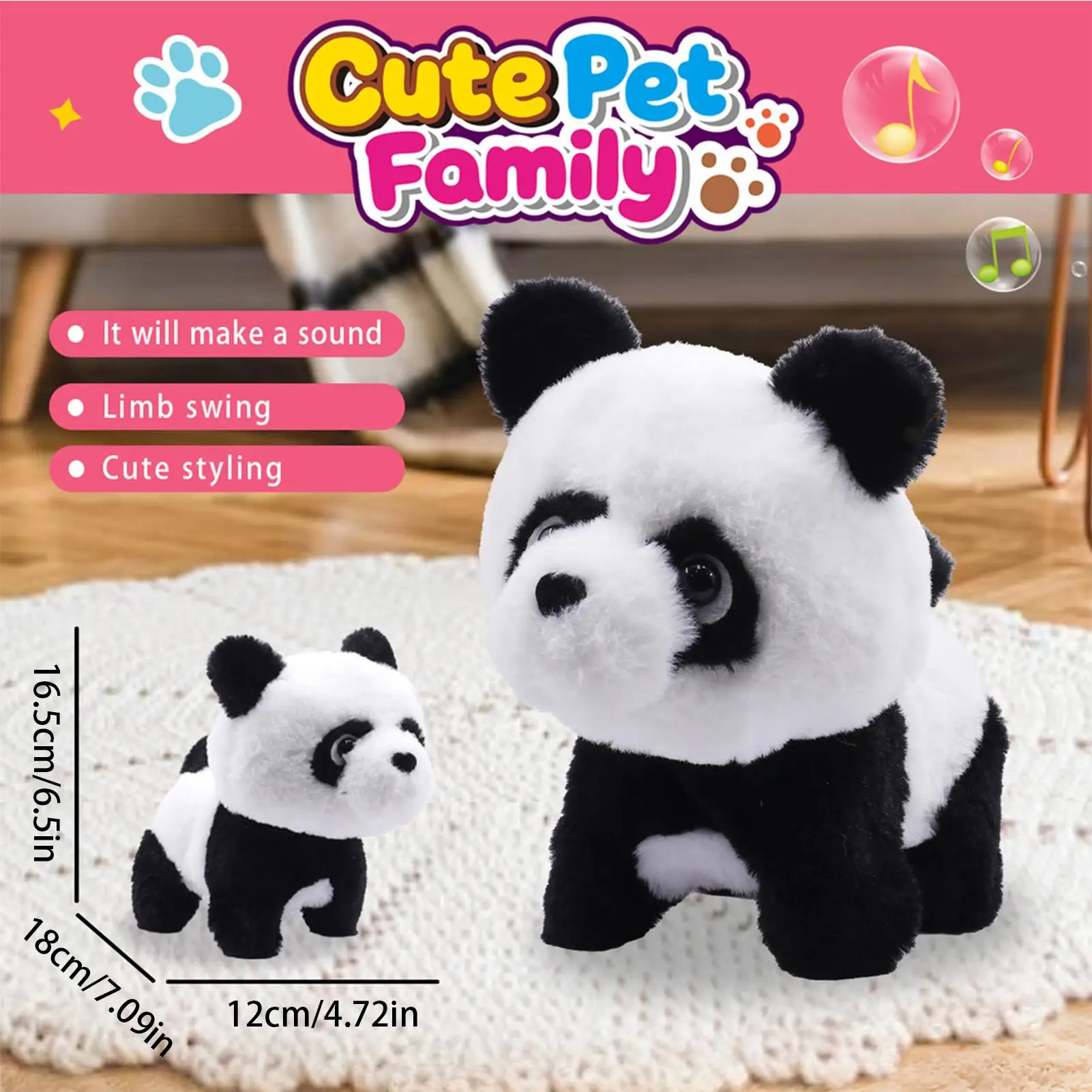 لعبة المشي الناطقة على شكل حيوان الباندا المحشو الإلكترونية التفاعلية مع صوت للأطفال هدية عيد ميلاد السنة الجديدة لعيد الفصح #5