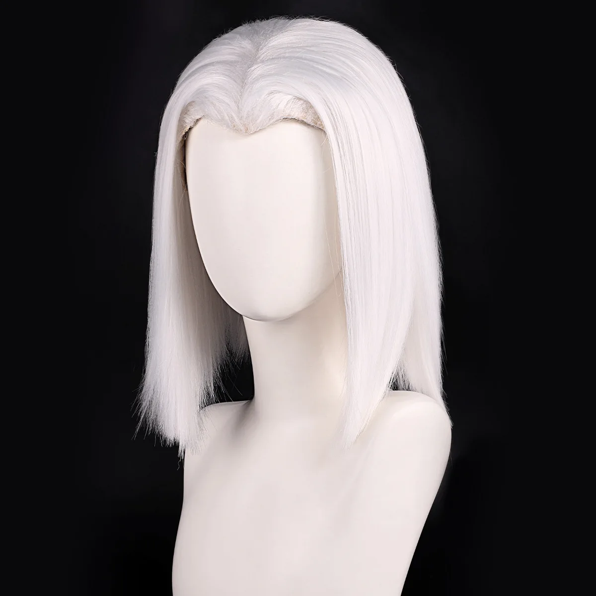 Synthetic White Cosplay Wig M Shaped Hairline Long Straight Costume Party Hair Heat Resistant Fiber Fancy Dress Halloween
