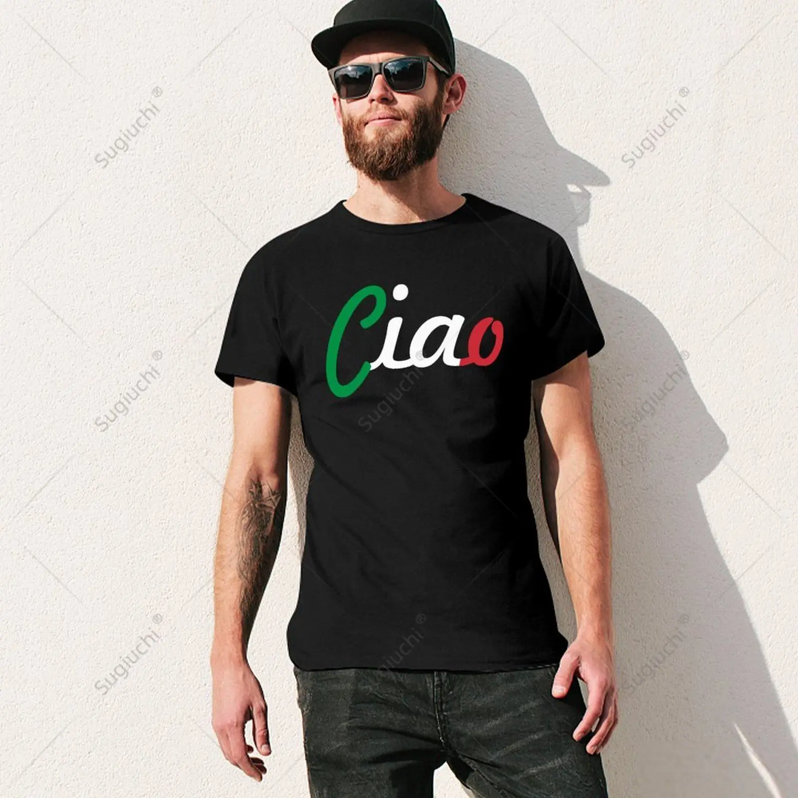 Unisex Men Ciao Italian Greeting Italy Lover Language Gift Tshirt Tees T Shirts Women Boys 100% Cotton T-Shirt