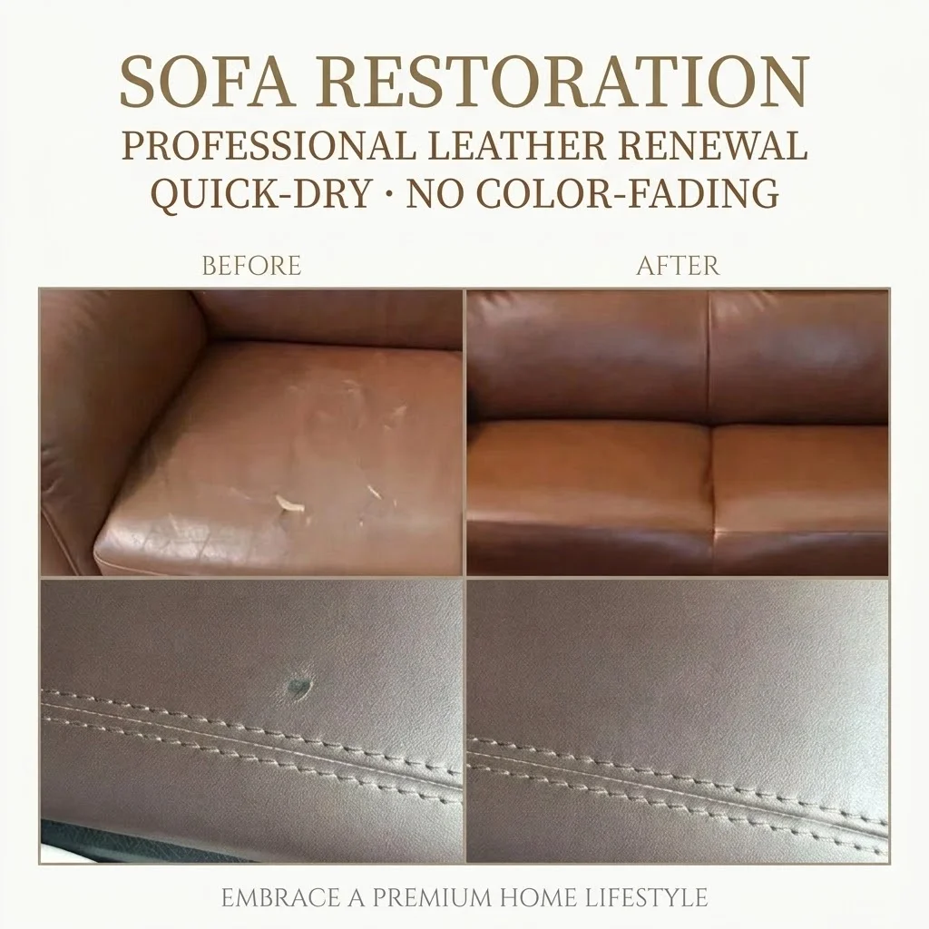 Leather Repair Cream Scratch Filler Recolor Balm for Car Seat Sofa Shoes Jackets Boots Furniture with Brush Sponge, 3 Colors