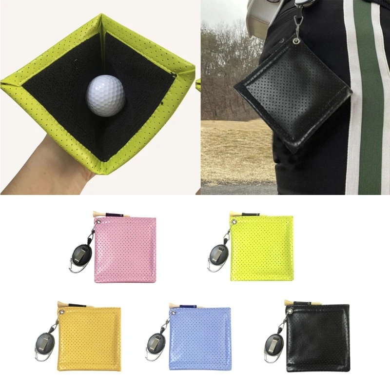 Portable Square Golf Ball Clean Towel with Retractable Keychain Buckle Golf Pocket Towel Wiping Cloth Golf Ball Accessories