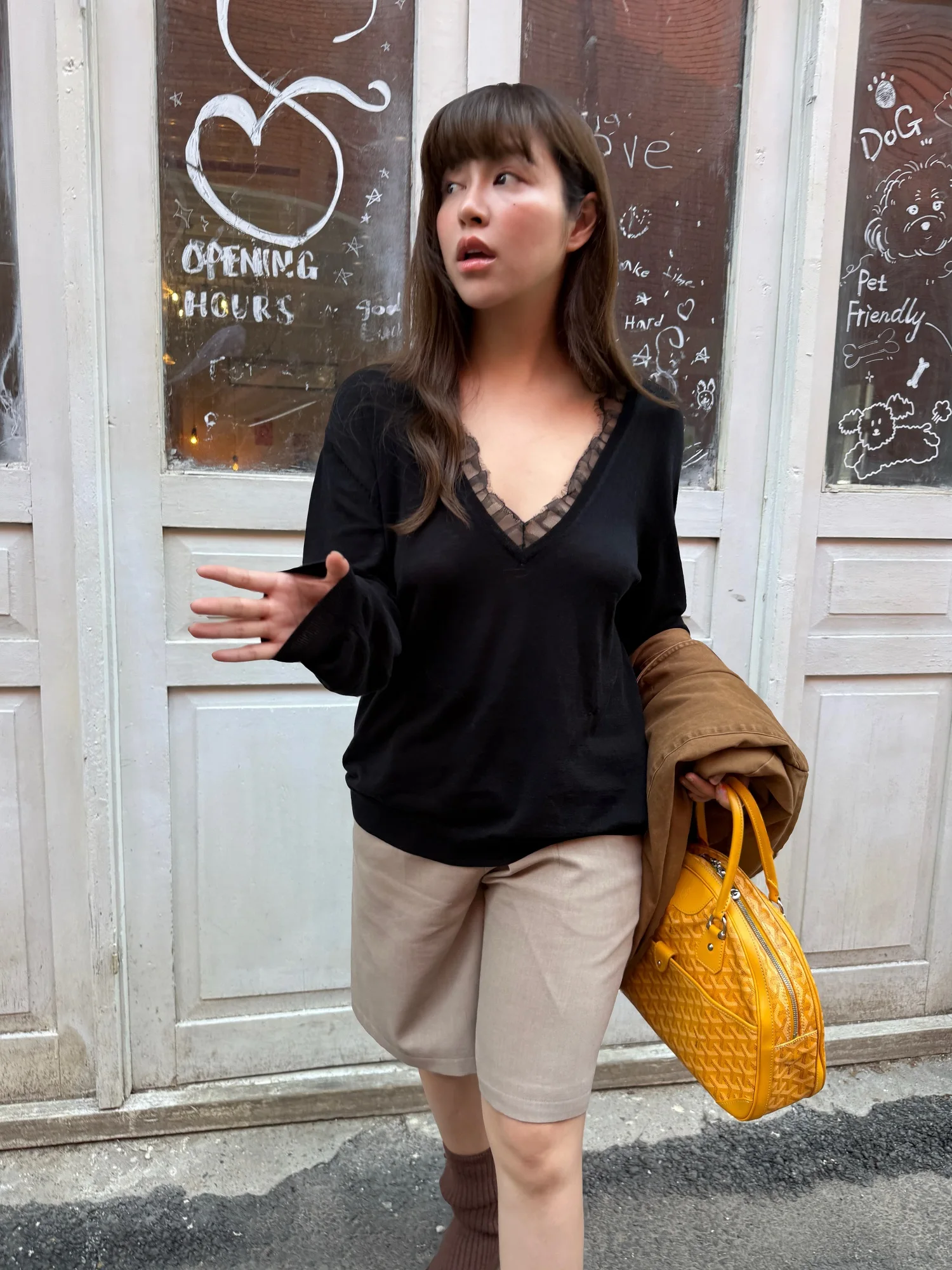 

Slim Fit Lace Patchwork T-irt Women Knitted V-ne French Sle Soft Cotton Silk Blend Long Sve Breathable ort Length