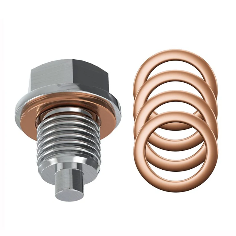 Magnetyczny korek spustowy oleju M14x1,5 Magnes neodymowy Śruba ze stali nierdzewnej z 5 podkładkami miedzianymi M12 M14 M16 M18 M20