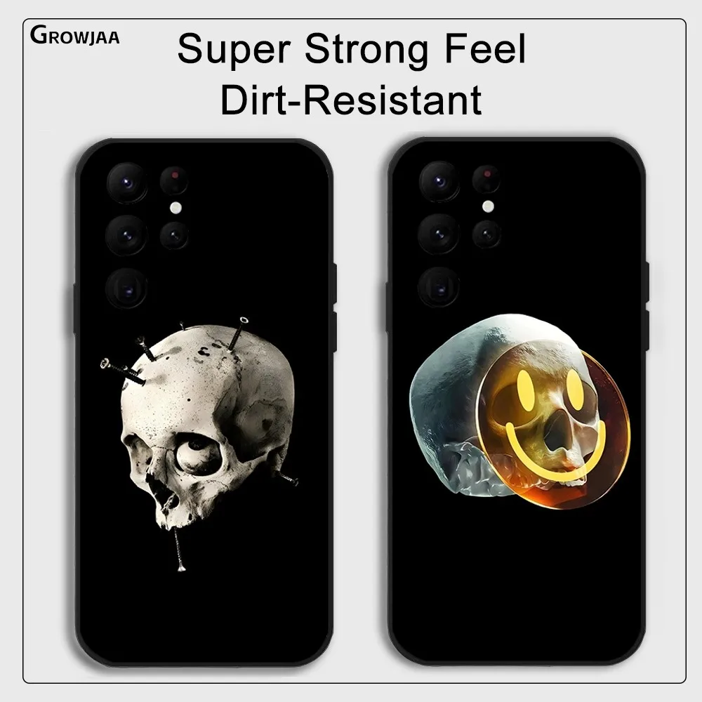 

Black Funny Skull Phone Case for Samsung Galaxy S24 Ultra S22 S23 Ultra S21 S20 5G Protective Silicone TPU Funda