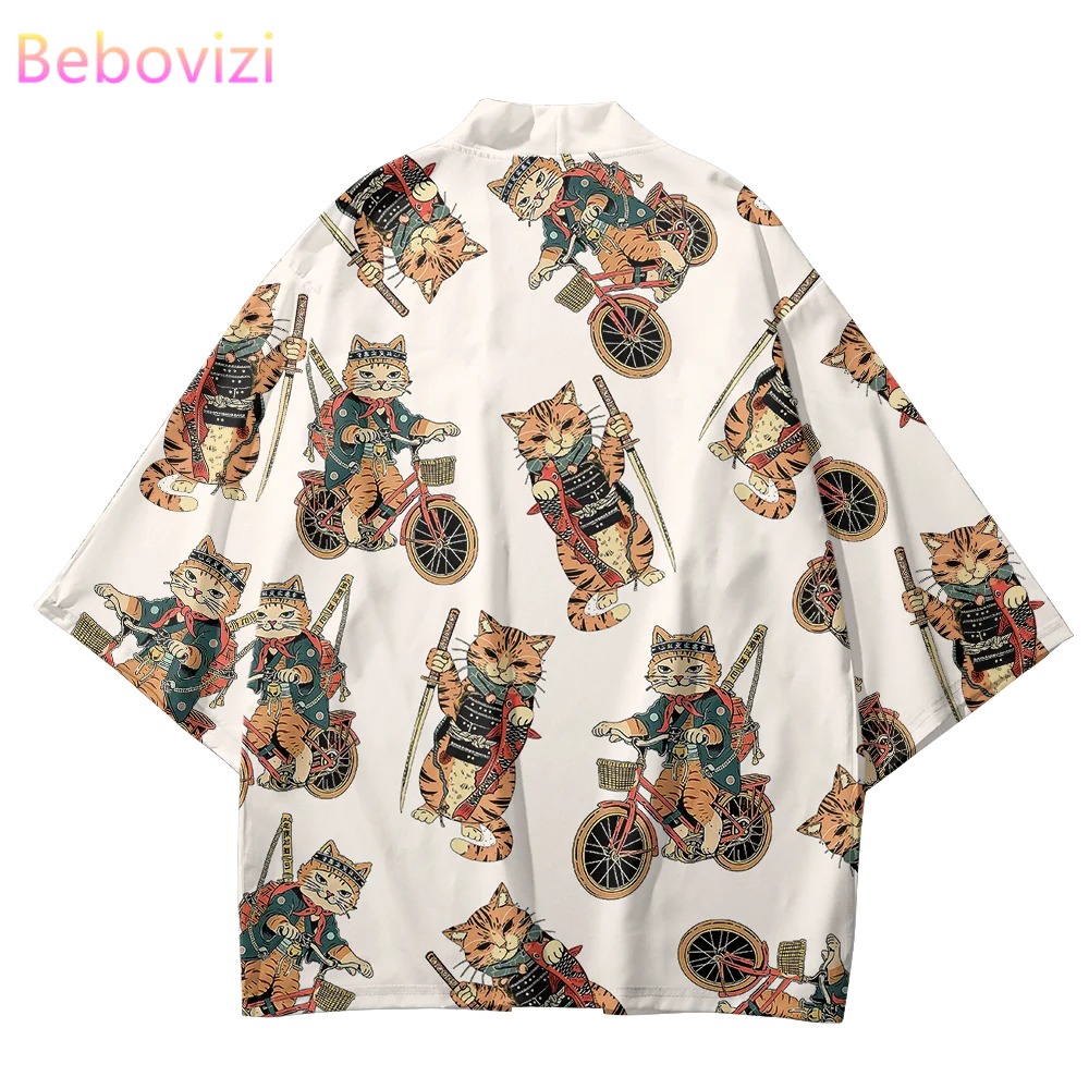 

Anime Funny Cat Print Traditional Kimono 2024 Japanese Men Women Cardigan Haori Streetwear Beach Tops Plus Size 4XL 5XL 6XL