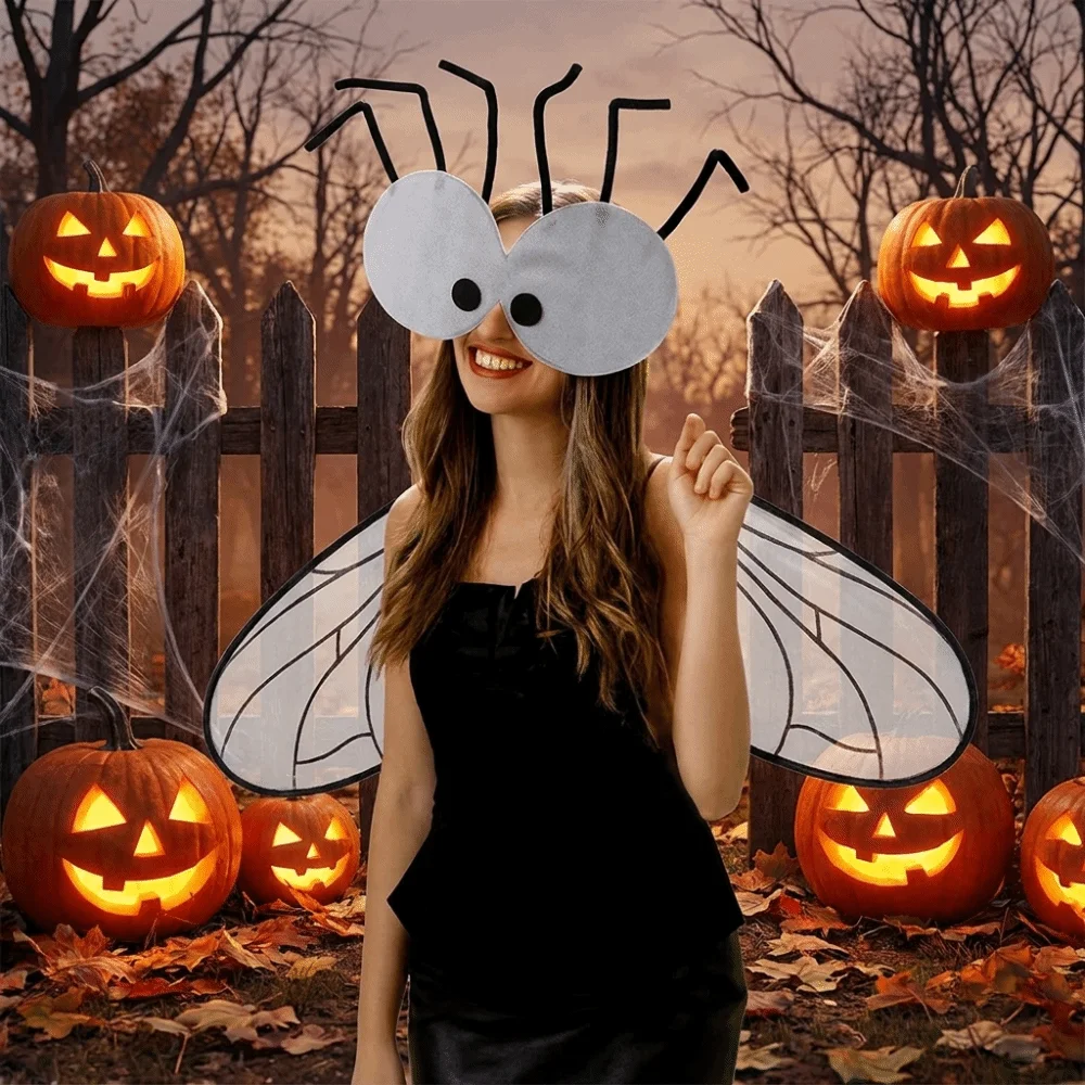 Creative Bugs Fly Wings Sparkle Insect Cosplay Fly Wings Handmade Craft Elastic Straps Costume Wings Halloween Party