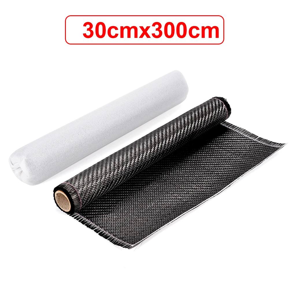 3K 200gsm Koolstofvezeldoek 50 cm / 30 cm breed Effen Koolstofstof voor commerciële auto-onderdelen Sportuitrusting