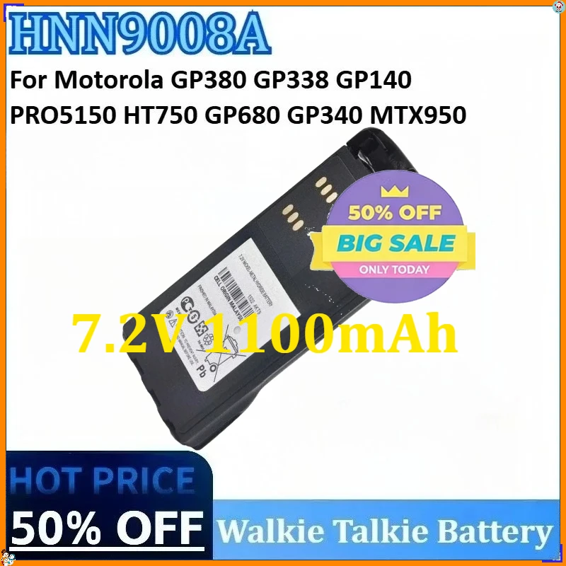 

For Motorola GP380 GP338 GP140 PRO5150 HT750 GP680 GP340 MTX950 Radio Batteries New HNN9008A 7.2V 1100mAh Walkie Talkies Battery