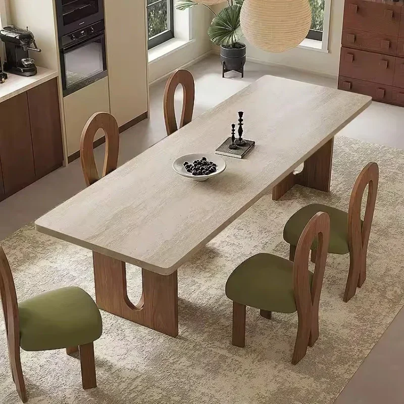 S Luxury Travertine Rock Slab Dining Tables And Sets Pliante 4 6 Chairs Dining Rooms Kitcjen Table Furniture 180cm 200cm Modern