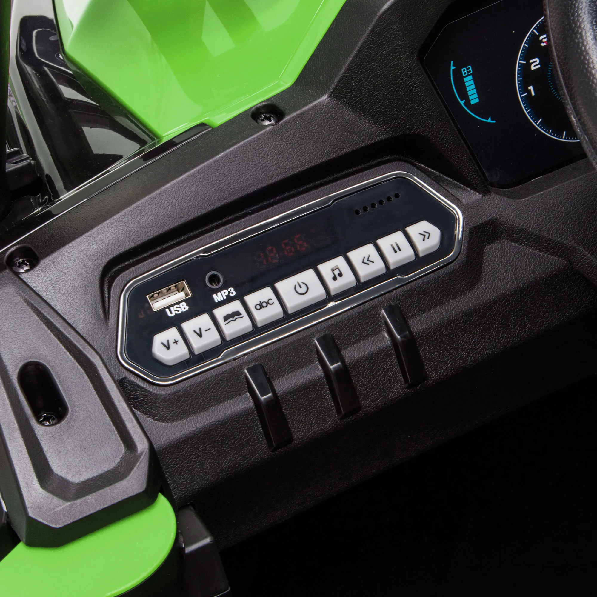 Elektryczny quad dla dzieci do użytku na zewnątrz z prawdziwym zawieszeniem i pilotem, zielony