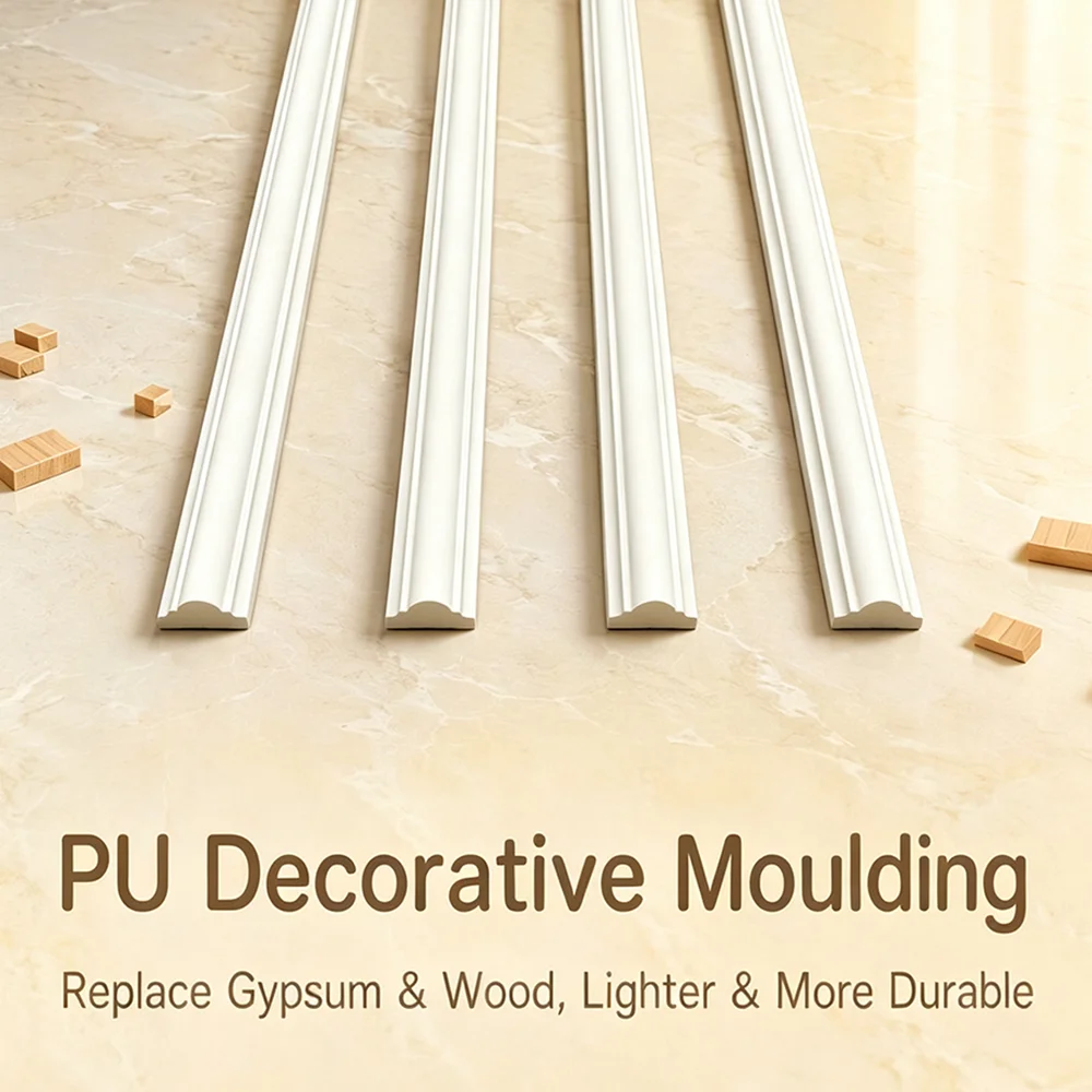 4Pcs/8Pcs/12Pcs/16Pcs Polyurethane Faux Gypsum Wall Decorative Molding, Lightweight Easy Install Edge Sealing Trim Strips