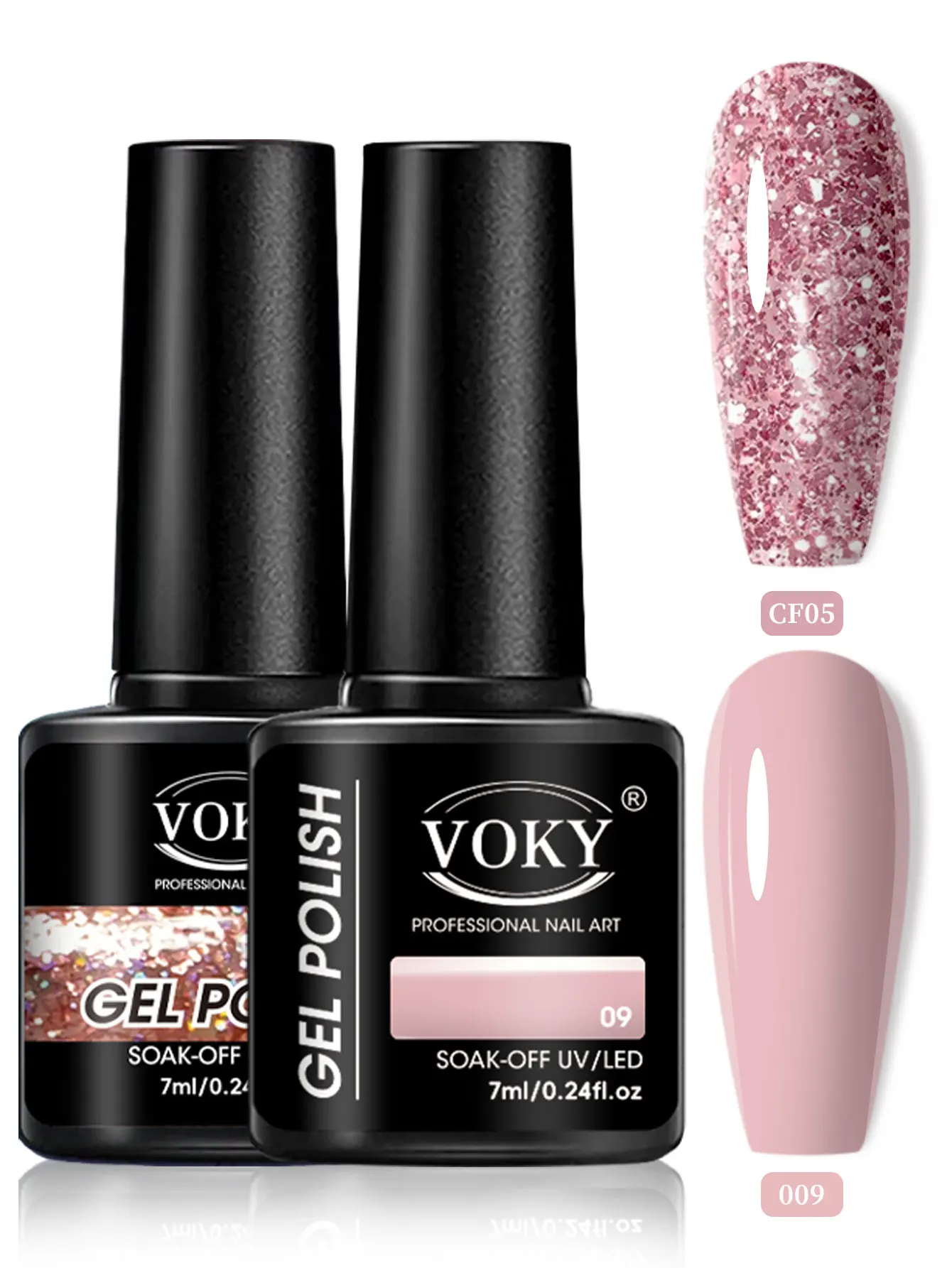 VOKY Set di gel per smalto in polvere glitterata da 2 pezzi, ogni pezzo da 0,24 once - adatto per l'uso femminile, cura delle unghie di livello professionale