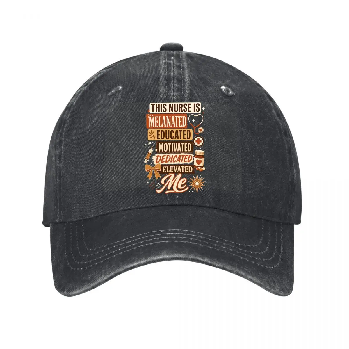 Casquette de baseball en coton lavé style vintage 2026, avec affirmation pour infirmières, protection solaire