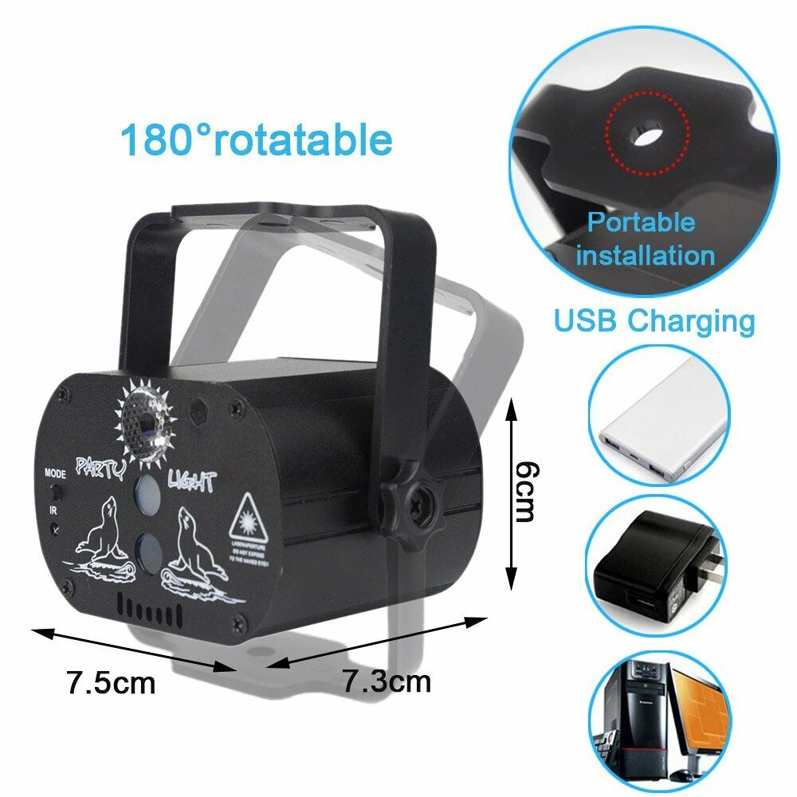 Disco Lights RGB LED Laser Stage Beam Light Christmas Decoration 3-Hole 64 Pattern Projection Stage Lamp With Remote Control