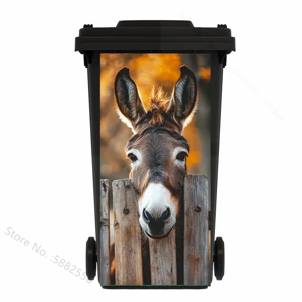 Adorable Animals Cat Rubbish Bin Stickers Funny Dog Horse Kitchen Decor Removable Waterproof Vinyl Home Decoration Wall Decals view 2