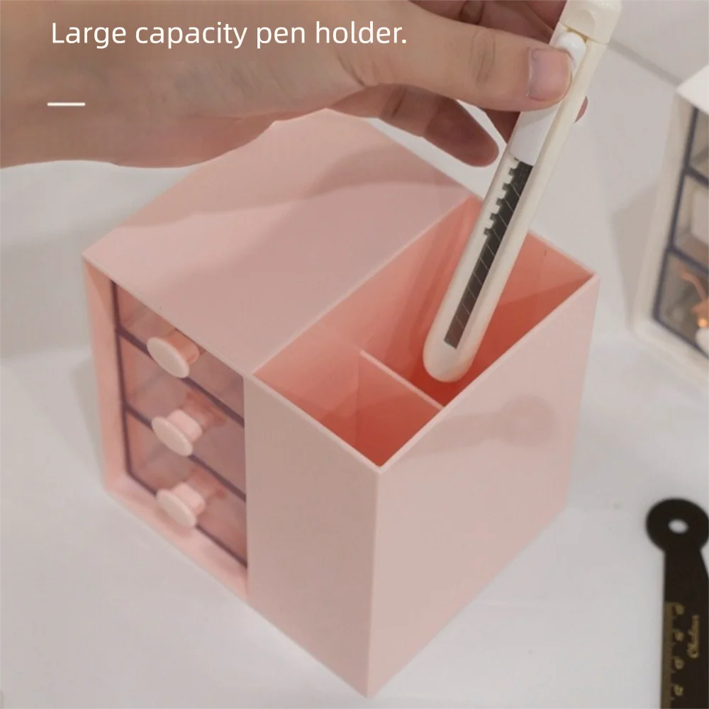 Clear Drawer Student Stationery Storage Box Stackable Multi Functional Desktop Pen Holder Plastic Fashion Jewelry Organizer Box