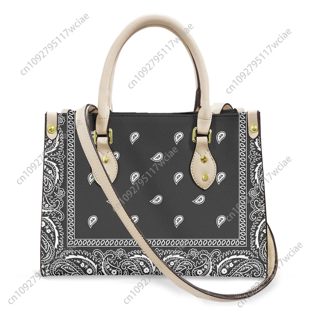 

Bandana Paisley Culture Design Tote Bag Purse Womens Mens Personalized Text Image PU Leather Handbag Business Shopping Gift Bags