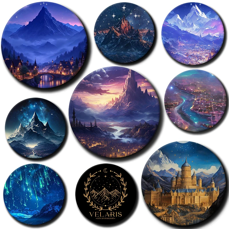 

58mm Logo A-ACOTAR Velaris Badges Round Exquisite Badge Brooches Creative Pins For Clothes Hat Backpack Gift Accessories