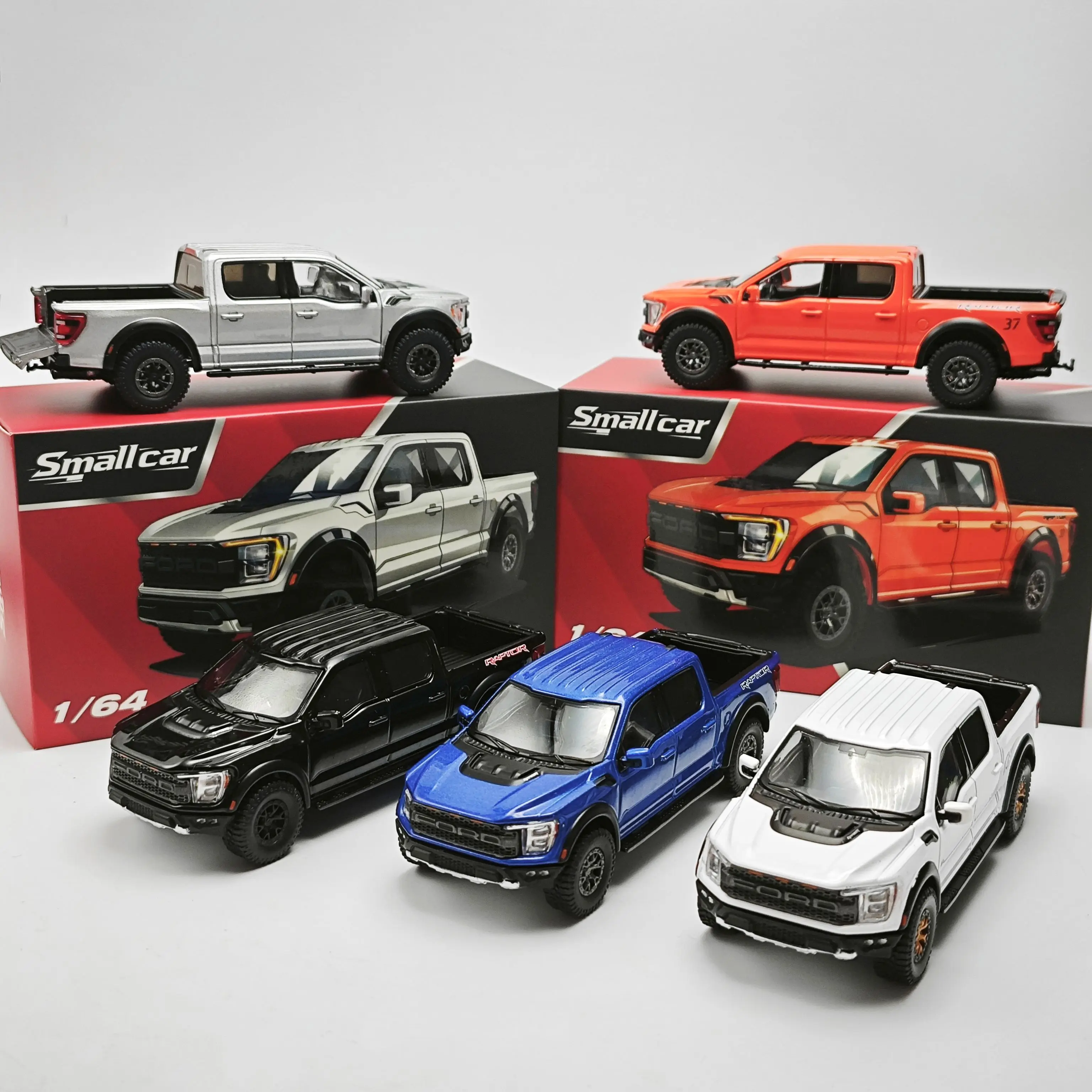 Smallcar 1:64 Raptor F-150 ممتص الصدمات الباب الخلفي قابل للفتح نموذج سيارة مصنوع من خليط معدني