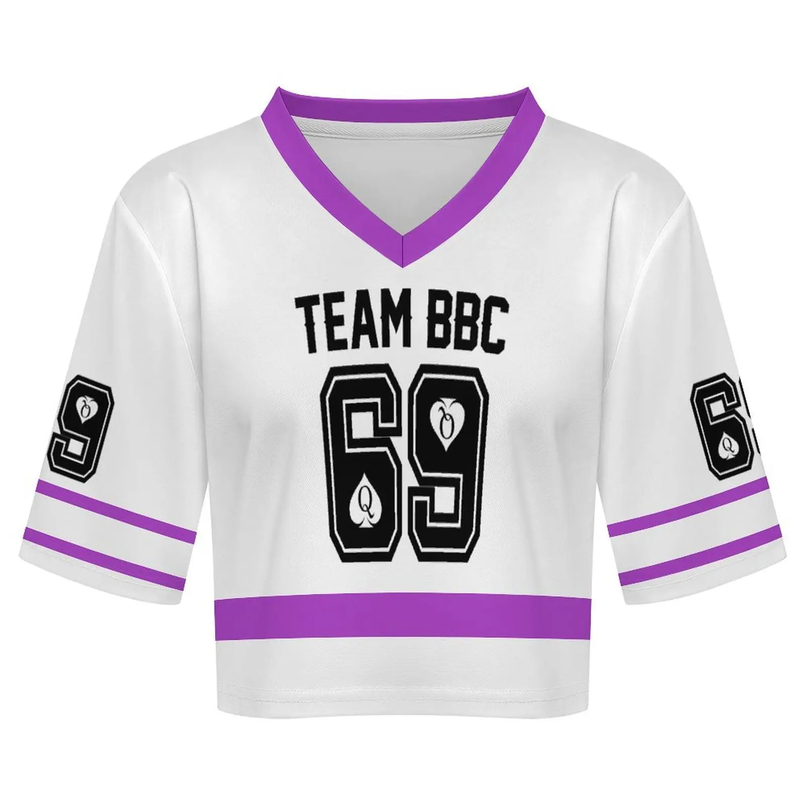 Customized Women's Jersey Shirts Hip Hop V Neck Short Sleeve Crop Top Graphic Tees image 5
