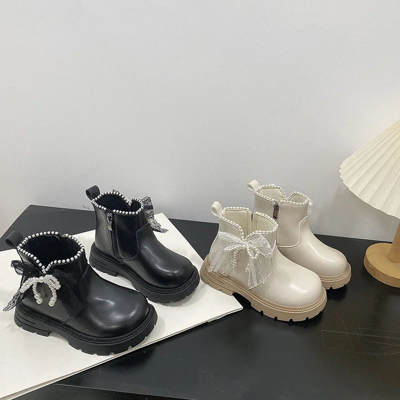 2026 Autumn Winter Baby Kids Bow Short Boots Warm Girls Shoes Pu Leather Children Boots Fashion Toddler Boots Kids Snow Shoes