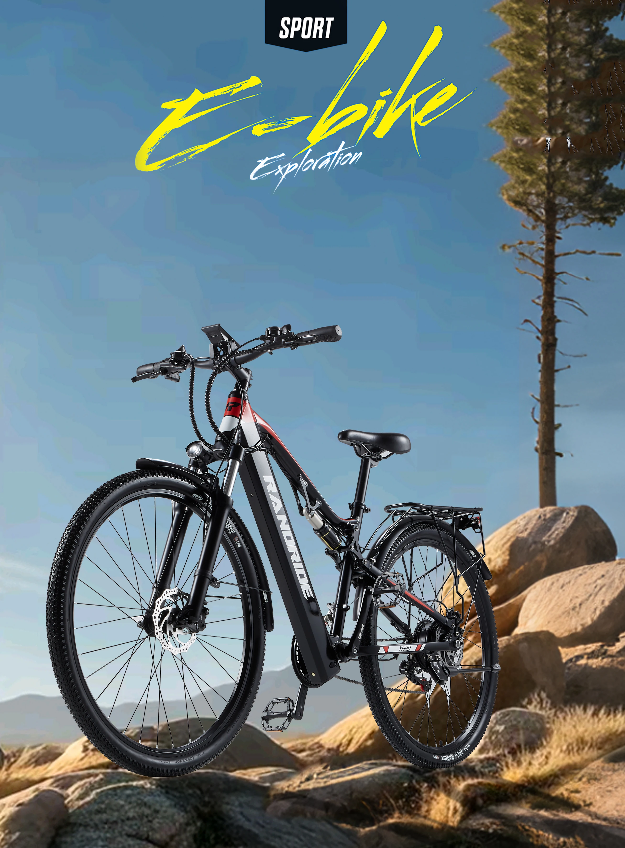 Elektrofahrrad RandRide YG90B-29 48V17AH Akku 1000W Motor 45KM/H Geschwindigkeit Allterrain-Mountainbike E-Bike EU-Lagerbestand – Detail 2