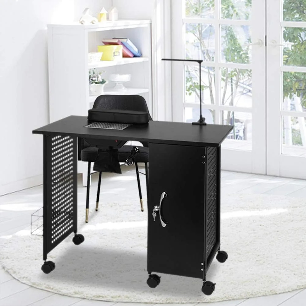 Maniküre Tisch Eisen rahmen, Nagel Beauty Spa Salon Schreibtisch Workstation mit elektrischen Abluft, Handballen auflage, Schrank, Seiten korb