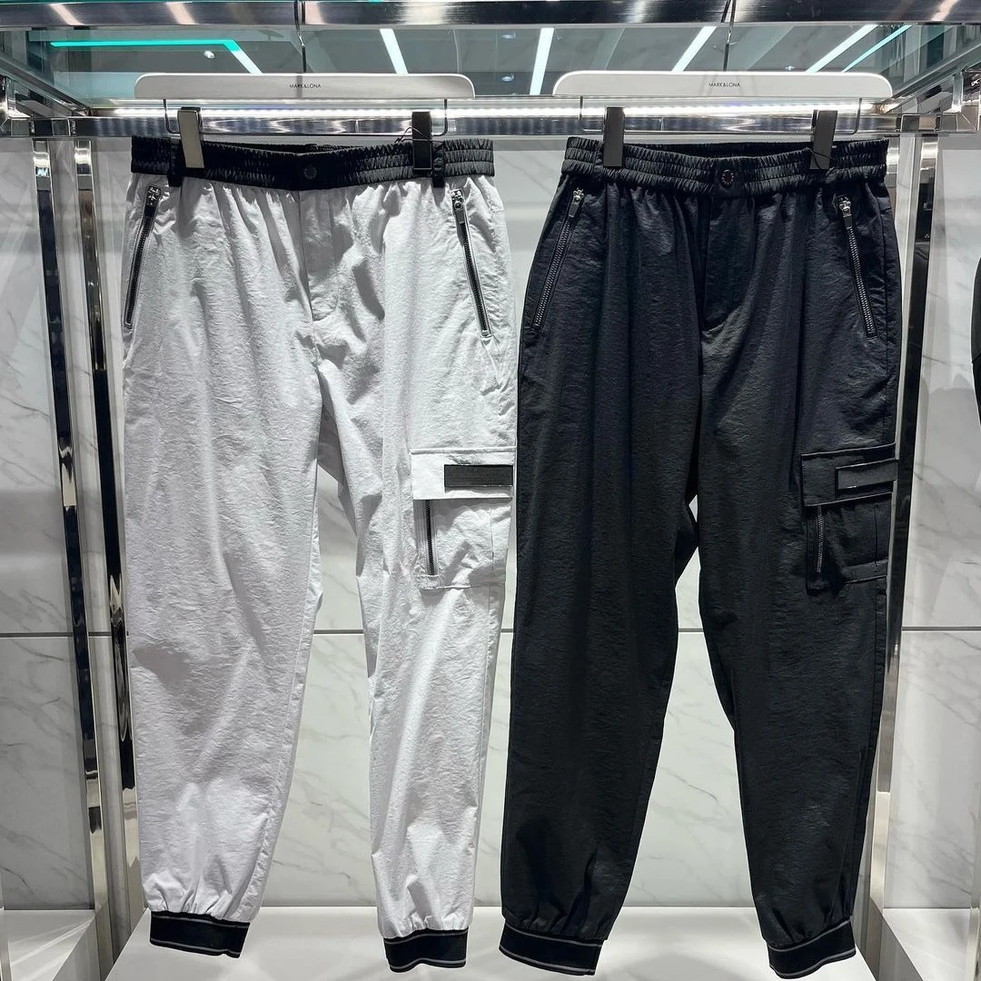 Men's Golf Cargo Pants K-Style Lightweight Quick Dry Breathable Stretch Elastic Waistband Multi Pocket Soft for Korean Golfers