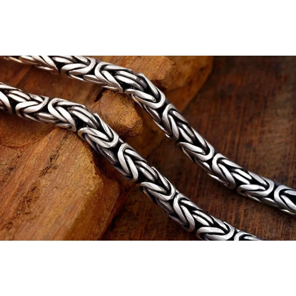 جديد شعبي فضة أنيقة الرجعية قلادة للرجال النساء الكلاسيكية 8 مللي متر rchain التنين الأزياء والمجوهرات الزفاف المشاركة