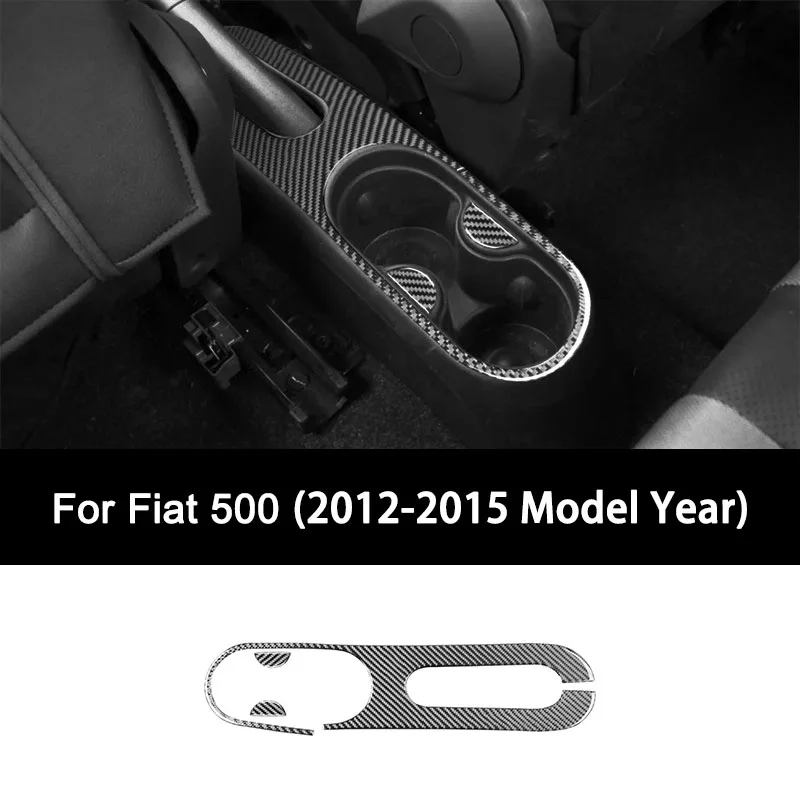 

For FIAT 500 2012 2013 2014 2015 Model Year, Premium Carbon Fiber Handbrake Cup Holder Panel Interior Sticker, Auto Accessories