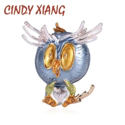 CINDY XIANG 4 Colors Available Enamel Owl Brooches For Women Cute Animal Brooch Pin