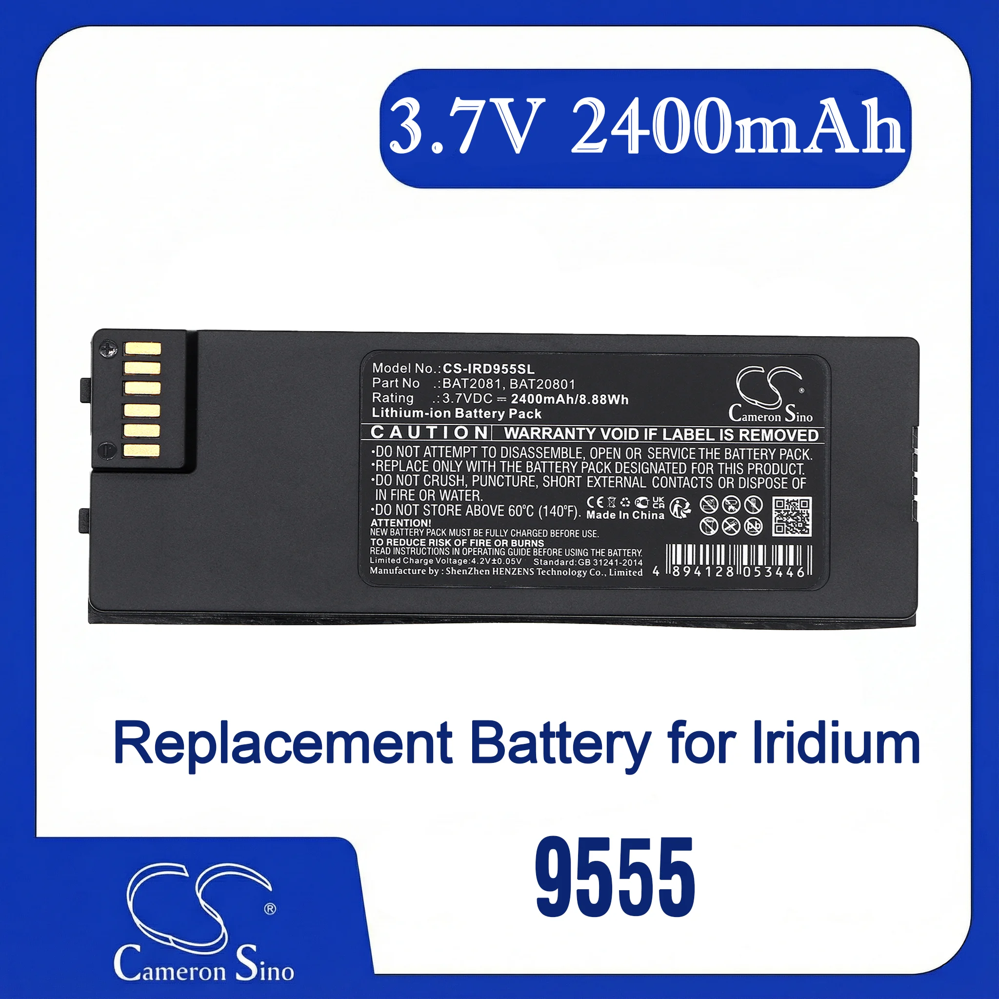 

Cameron Sino battery for Iridium 9555 PN. BAT20801, BAT2081