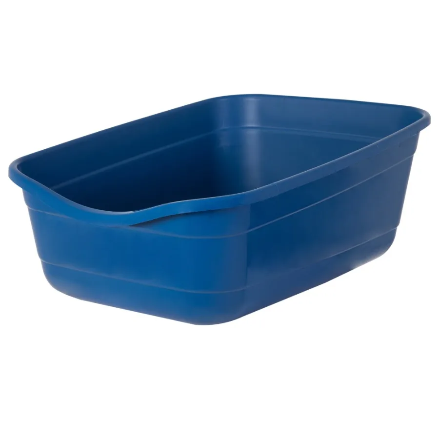 High Capacity Open Top Cat Litter Box Cat Litter Pan for Large Cats Giant Blue