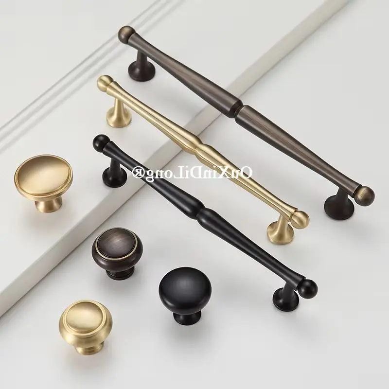 Stunning 4PCS Solid Brass European Furniture Pulls Handles Drawer Knobs Cupboard Wardrobe Closet TV Wine Cabinet Pulls Knobs