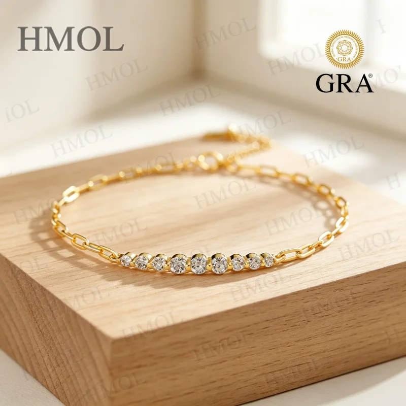 Moissanite Bracelet Round 3mm D Color VVS1 GRA Certified 925 Sterling Silver Factory Direct Non-fading Fine Jewelry for Ladies