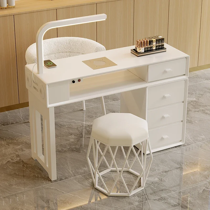 Italian Aesthetic Manicure Table With Drawers Portable Trendy Modern Manicure Table With Chairs Set Design Mesa Furniture