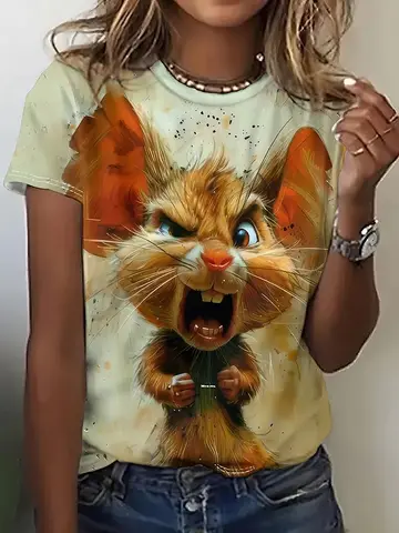 재미 있은 동물 그래픽 여성 T 셔츠 인과 짧은 소매 탑 여성 Kawaii 패션 대형 여성 의류 숙녀 여름 티셔츠