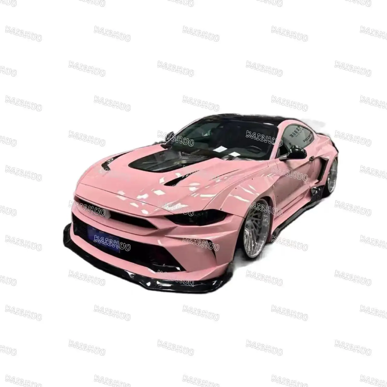 For For-d Mustang Upgrade Wide Body Kit Bumper Hood Spoiler Deffuser Side Skirt