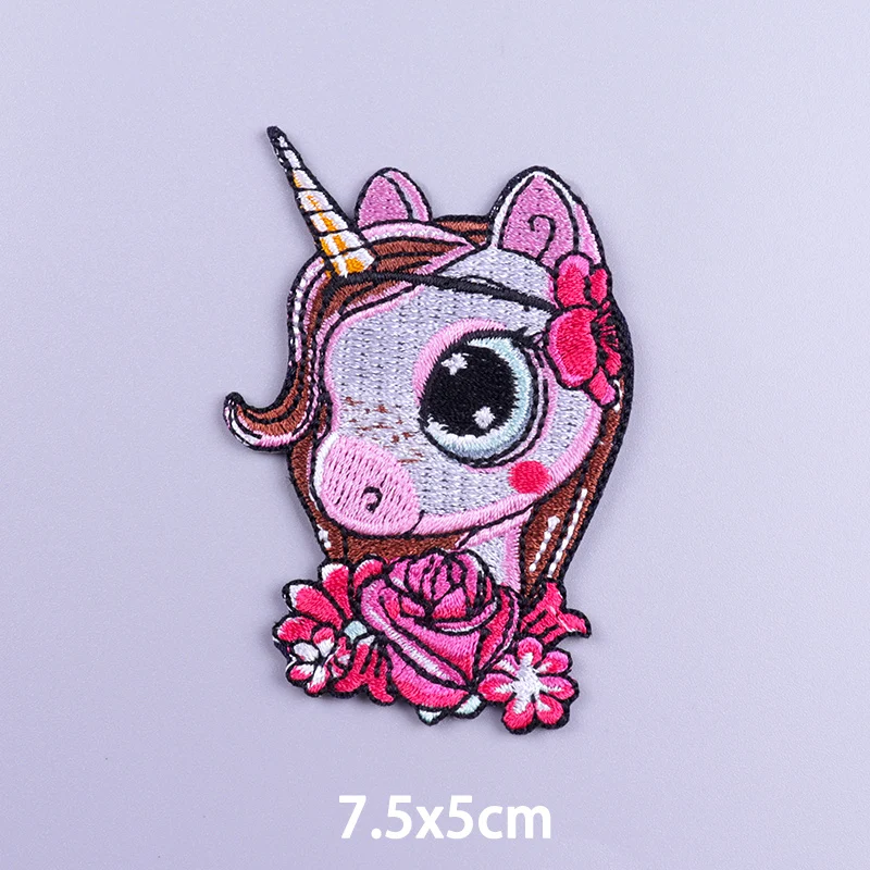 Unicorn Applique Embroidered Patches For Clothing Stickers Cartoon Animal Patch Iron On Patches On Clothes DIY Sew/Fusible Patch