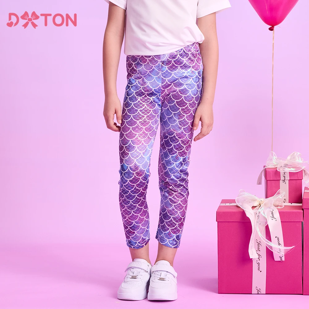 DXTON Children Leggings Mermaid Girls Pants New Skinny Leggings for Girls Toddler Trousers Four Season Girls Pencil Pants 3-12YS