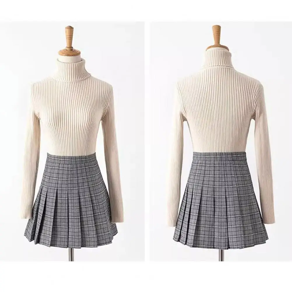 

Slim-fit Tops Slim Fit Knitting Tops Elegant Turtleneck Sweater for Women Slim Fit Knit Top with Long Sleeves Stylish for Wear