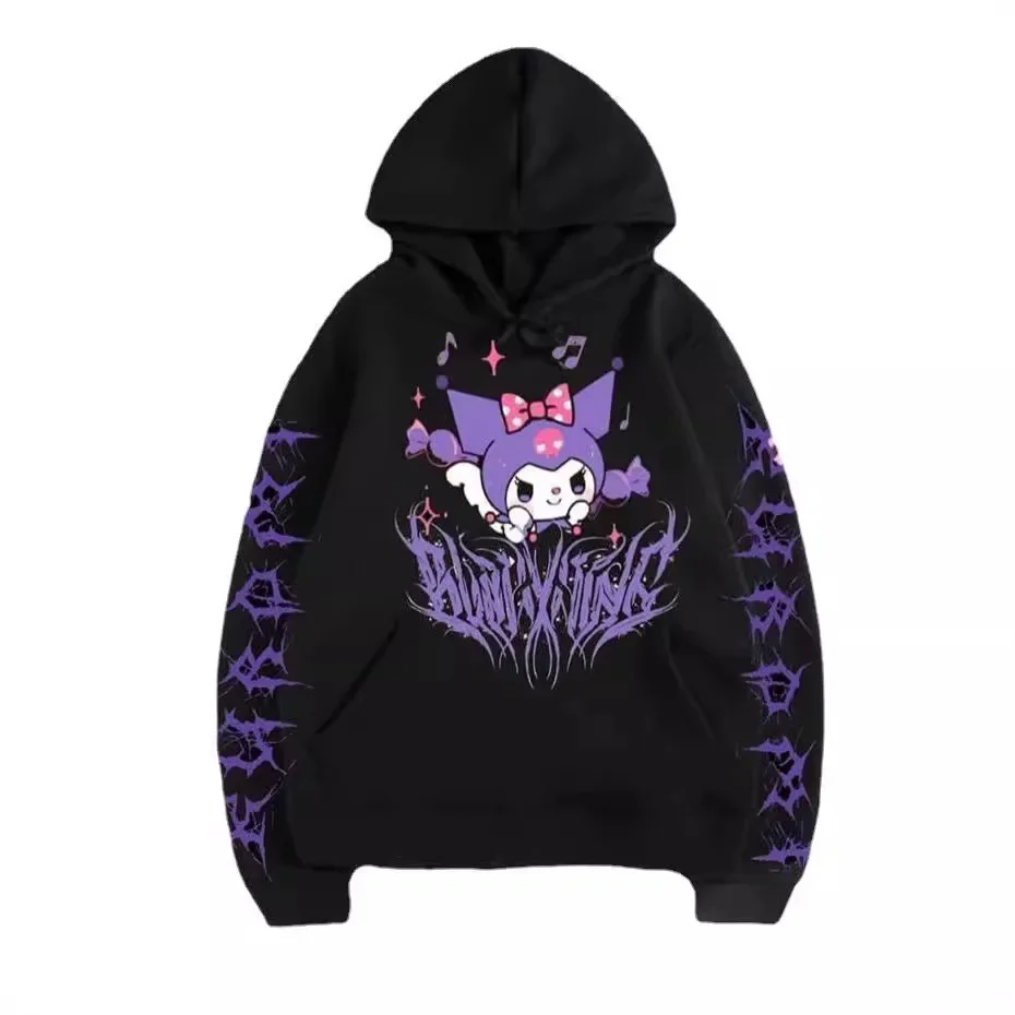 

Kawaii Cartoon Sanrios Hoodie Sweatshirt Cute Kuromi My Melody Hoodie Dark Men's and Women's Comic Fashion Couple's Sweatshirt