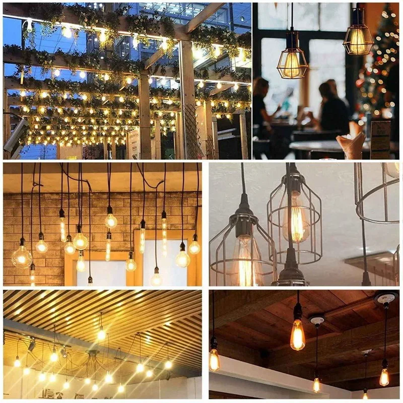 24-Pack Bakelite Lamp Holder E26/ E27 Light Socket Vintage Bulb Socket ES Screw Lampholder For Ceiling/Pendent/Floor