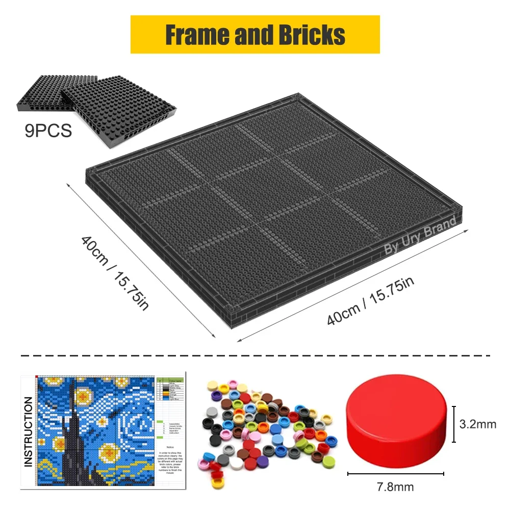 2488PCS MOC Pixel Art Starry Night Pop Famous Home Decorative Painting Mosaic Wall Frame Building Blocks Dots DIY Jigsaw Gift - view 5