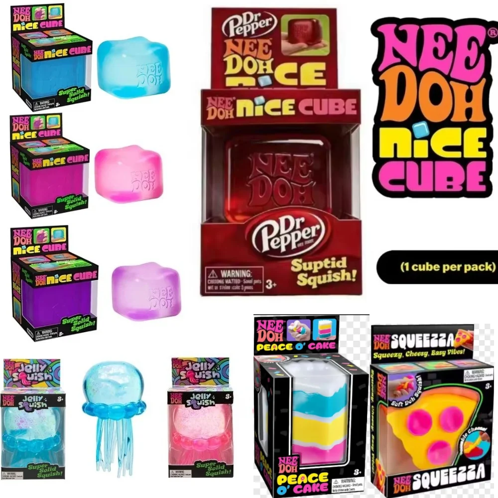 Trending Nee Doh Jellyfish & Cube Squish Toy, Soft Jelly Squeeze Stress Relief Fidget Toy, Sensory NeeDoh for Kids & Adults