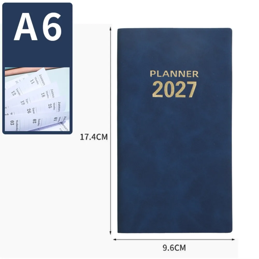 Portable A6 2027 Schedule Book To Do List Textured PU Agenda Book Planner Reminder Daily Planner Book Students