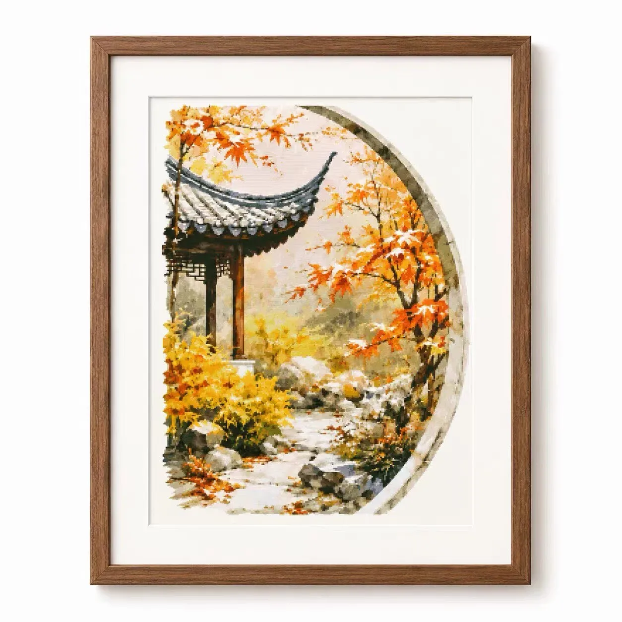 

CC5766- Autumn Pavilion 14CT 16CT 18CT Stamped Canvas Cross Stitch DIY Set Needlework Embroidery 77 Colors